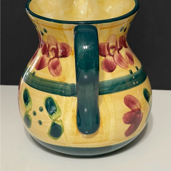 FLEURI Large Ceramic Pitcher Table Tops Unlimited HAND-PAINTED - Picture 4 of 10